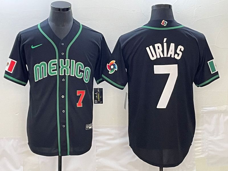 Men 2023 World Cub Mexico 7 Urias Black Nike MLB Jersey37